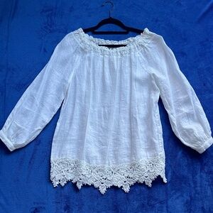 100% Linen White Blouse